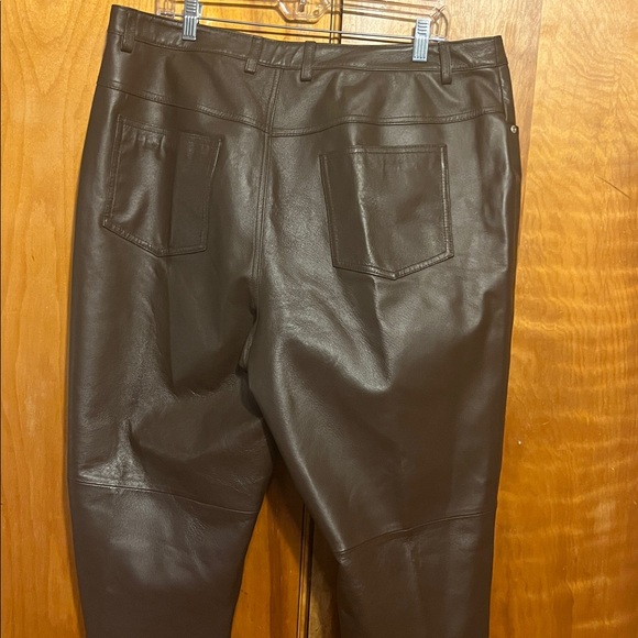 Women’s Brown Leather Pants - Picture 4 of 4